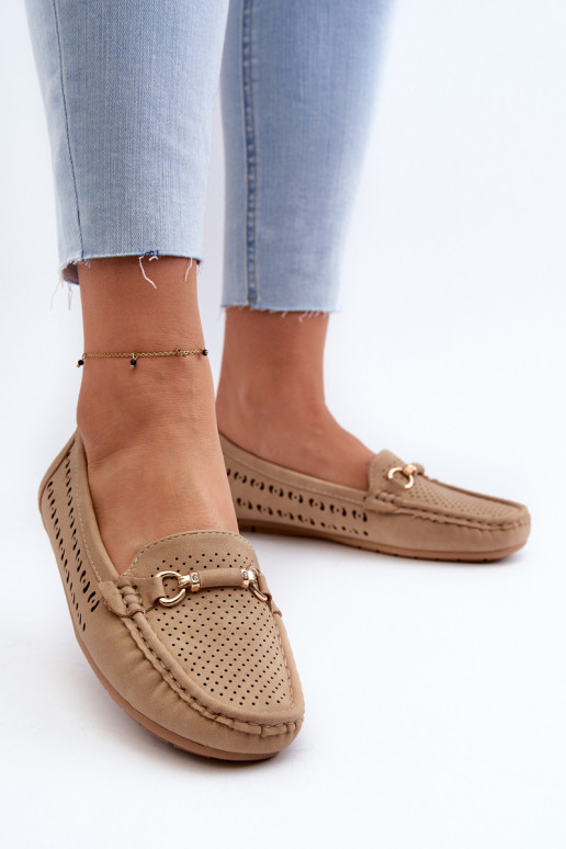 Mocassins femme ajourés avec ornements marron Kaydance