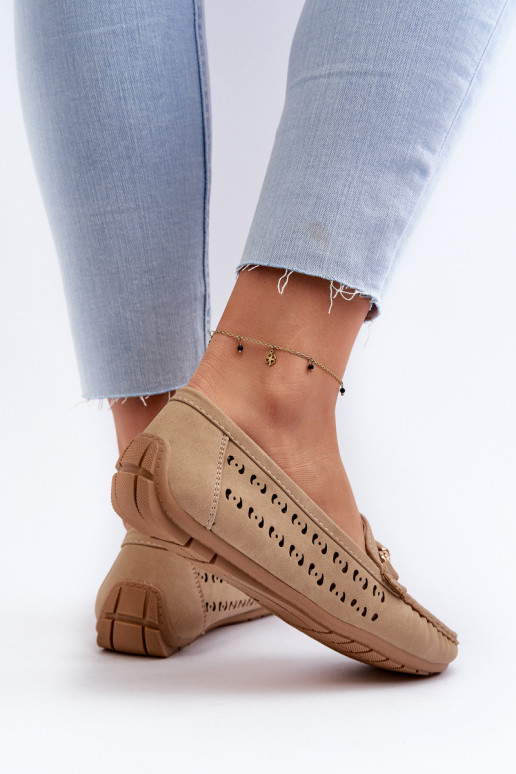 Mocassins femme ajourés avec ornements marron Kaydance