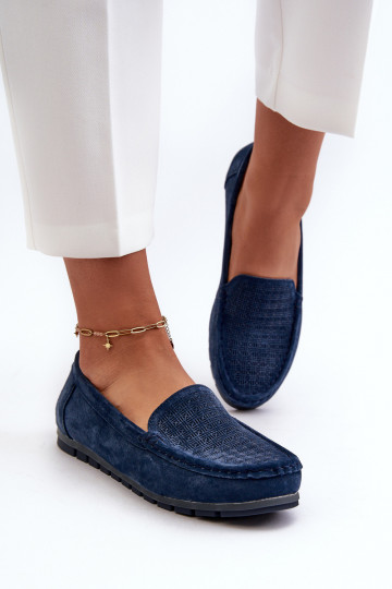 Mocassins en daim couleur bleu foncé S.Barski LR755 2