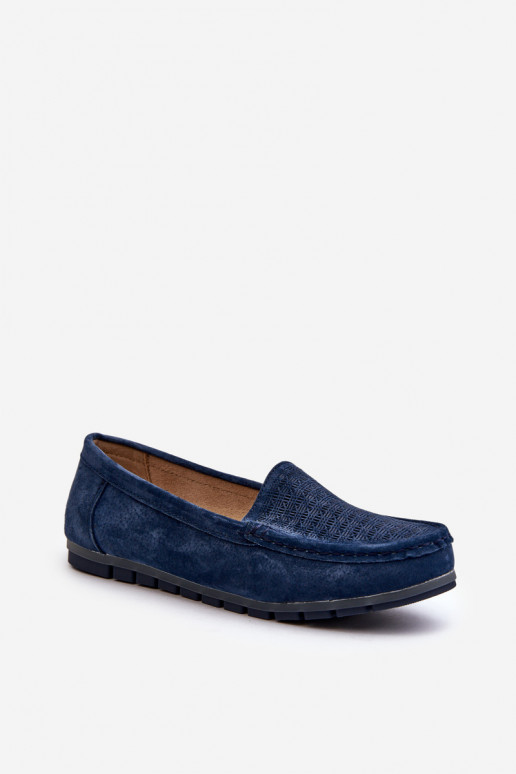 Mocassins en daim couleur bleu foncé S.Barski LR755