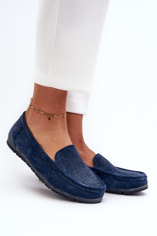 Mocassins en daim couleur bleu foncé S.Barski LR755