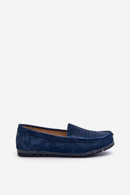 Mocassins en daim couleur bleu foncé S.Barski LR755