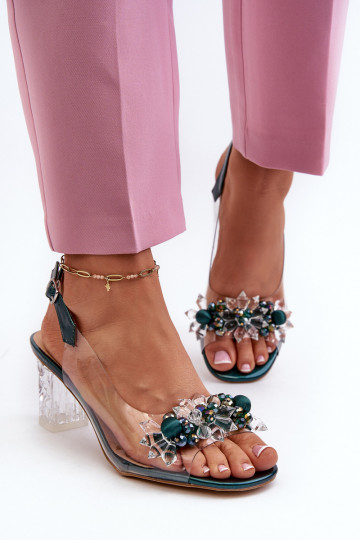 sandales Perregimi à talons avec de beaux détails de couleur verte D&A MR38-D1