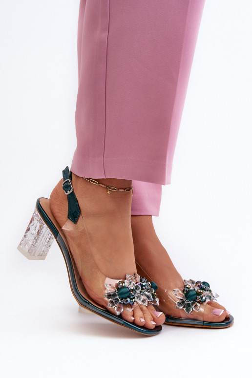 sandales Perregimi à talons avec de beaux détails de couleur verte D&A MR38-D1