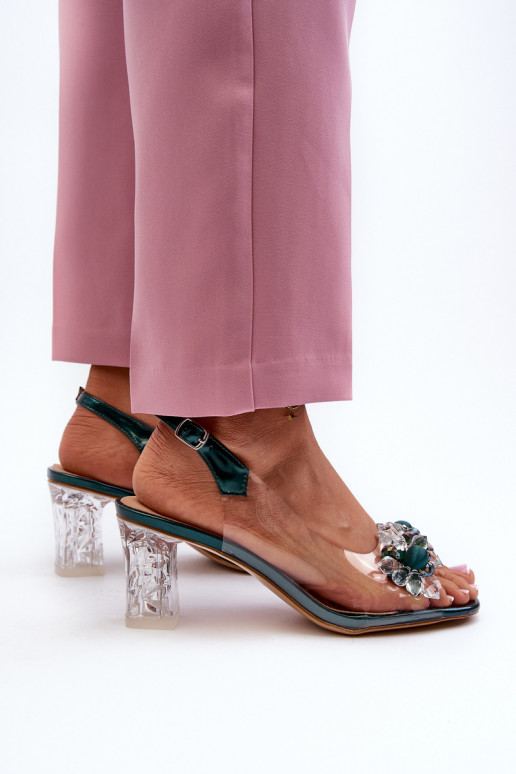 sandales Perregimi à talons avec de beaux détails de couleur verte D&A MR38-D1