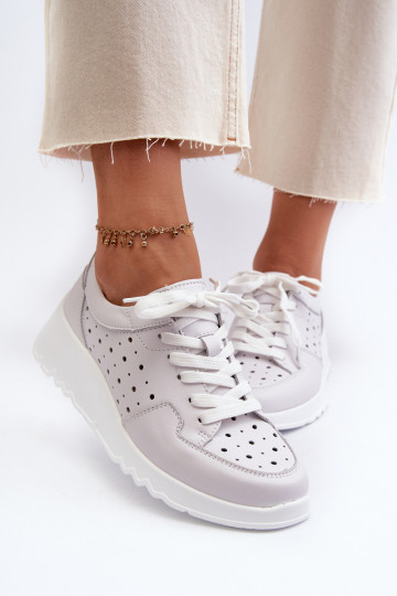 avec éléments ajourés Sneakers modèle chaussures cuir naturel couleur gris S.Barski LR482 2