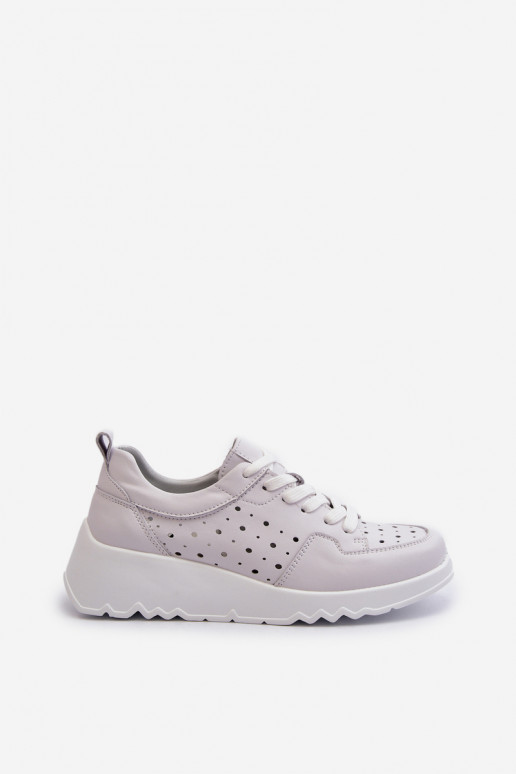 avec éléments ajourés Sneakers modèle chaussures cuir naturel couleur gris S.Barski LR482