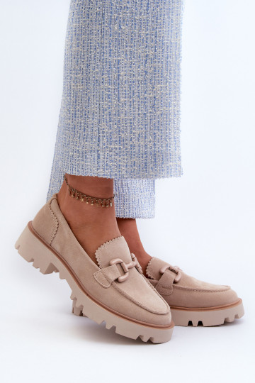 Mocassins en daim avec ornements D&A TW117 beige