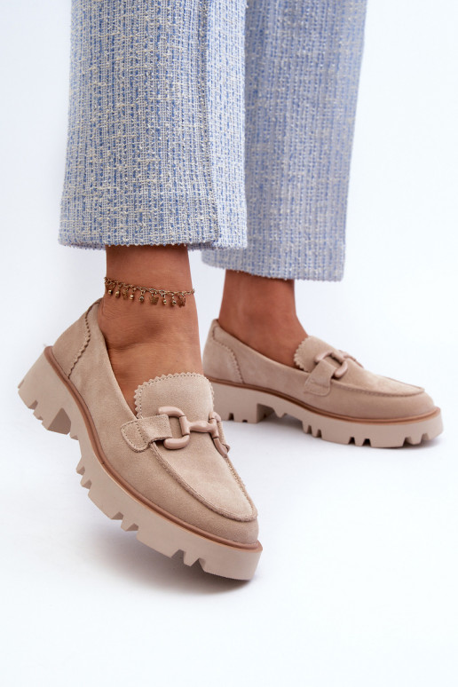 Mocassins en daim avec ornements D&A TW117 beige