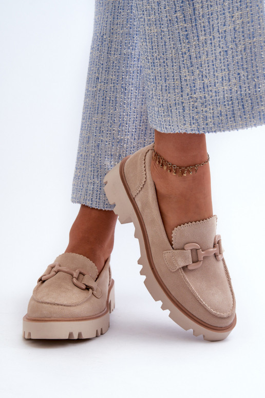 Mocassins en daim avec ornements D&A TW117 beige