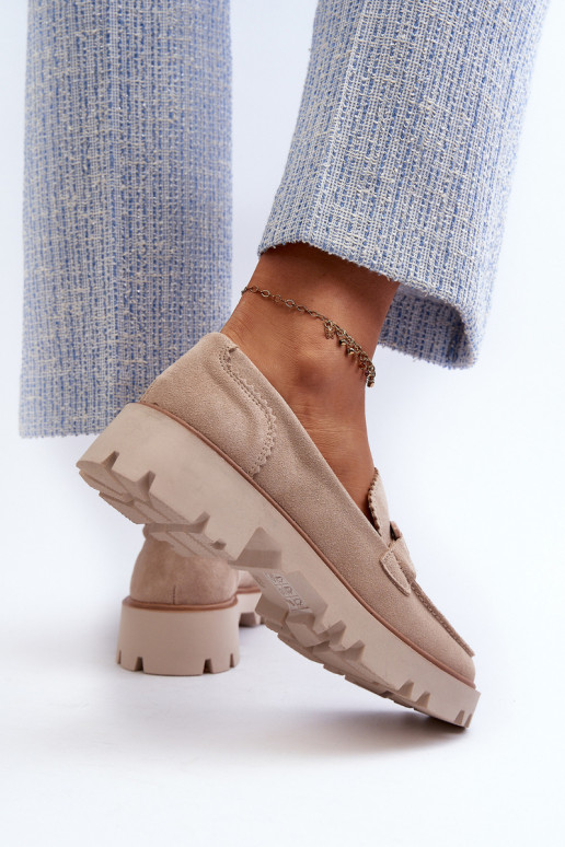 Mocassins en daim avec ornements D&A TW117 beige