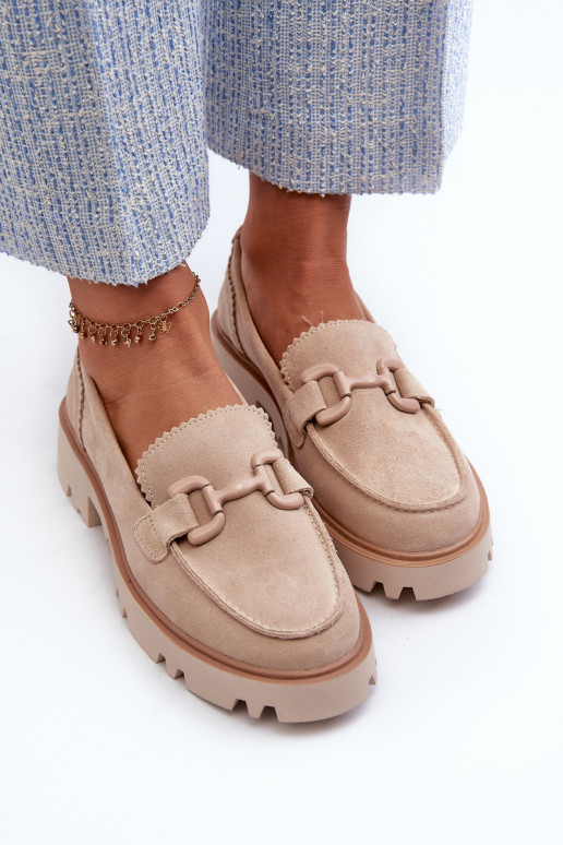 Mocassins en daim avec ornements D&A TW117 beige