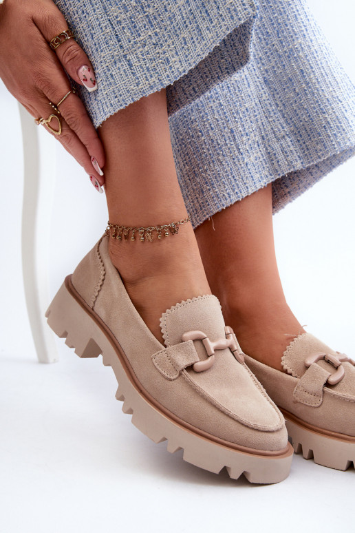Mocassins en daim avec ornements D&A TW117 beige