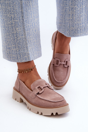 Mocassins en daim avec ornements D&A TW117 rose