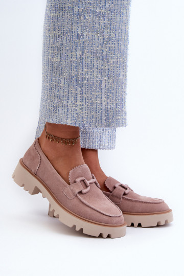 Mocassins en daim avec ornements D&A TW117 rose 2