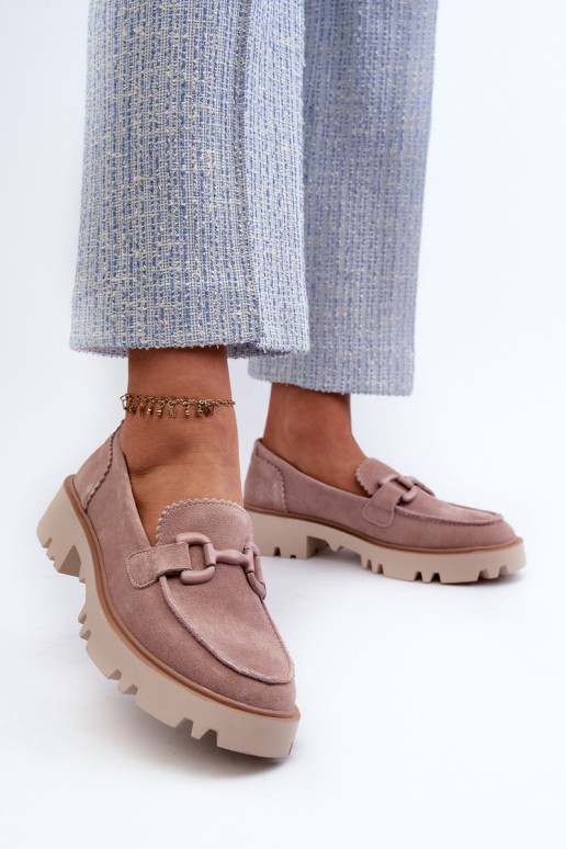 Mocassins en daim avec ornements D&A TW117 rose