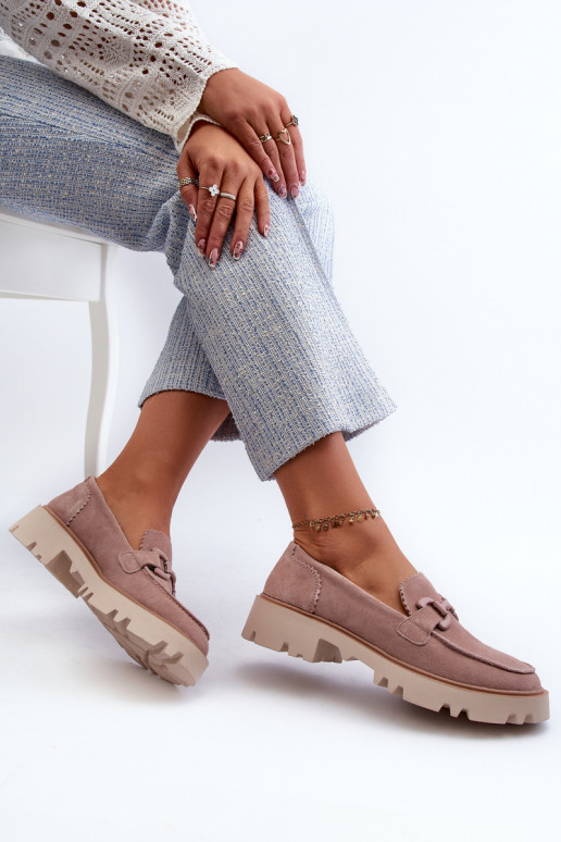 Mocassins en daim avec ornements D&A TW117 rose