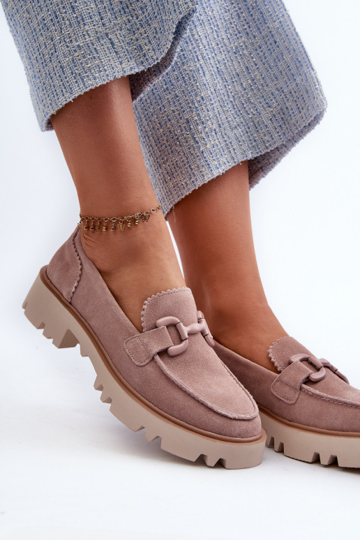 Mocassins en daim avec ornements D&A TW117 rose