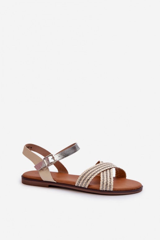 Sandales plates pour femme S.Barski MY923 couleur beige
