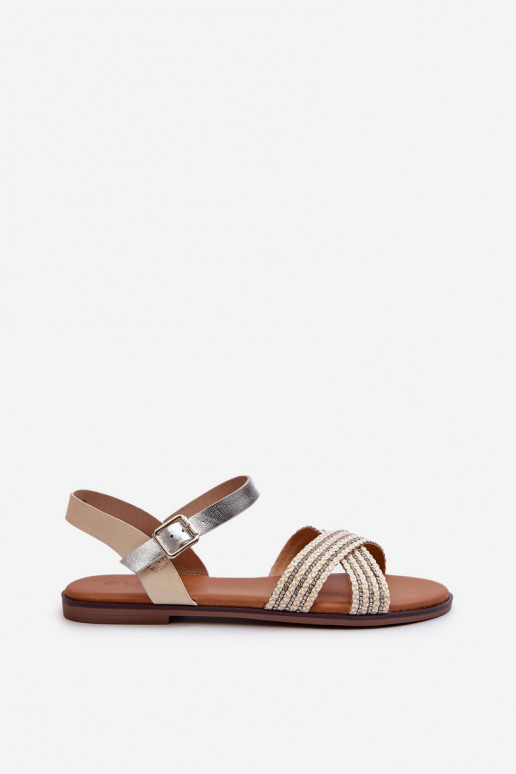 Sandales plates pour femme S.Barski MY923 couleur beige
