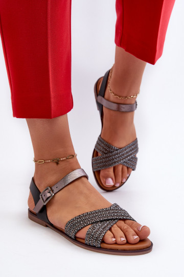 Sandales plates pour femme S.Barski MY923 couleur noir