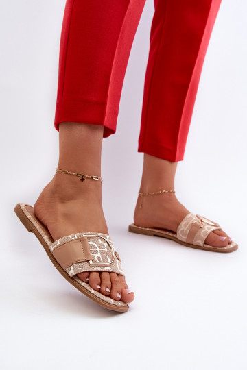 avec brillance Chaussons femme avec ornements beige Taleci