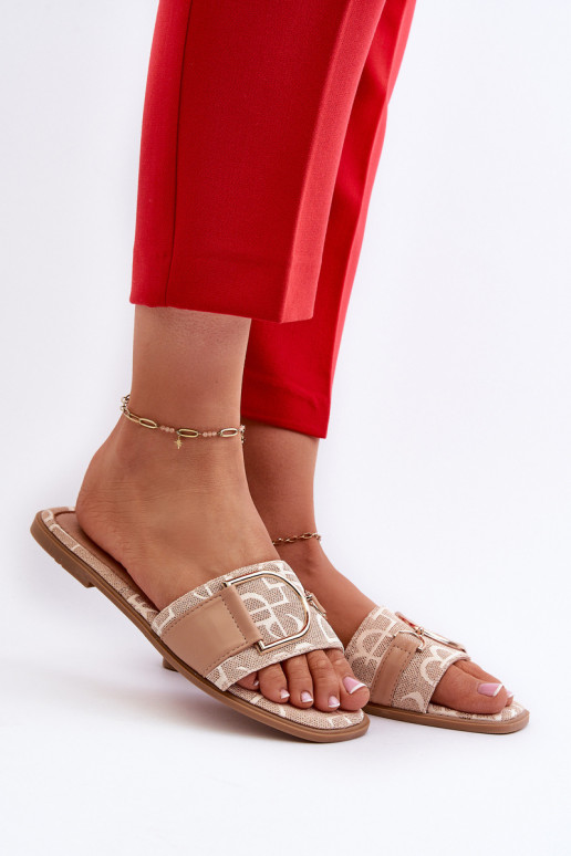 avec brillance Chaussons femme avec ornements beige Taleci