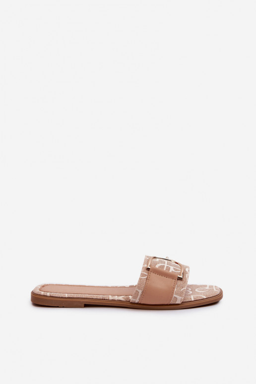 avec brillance Chaussons femme avec ornements beige Taleci