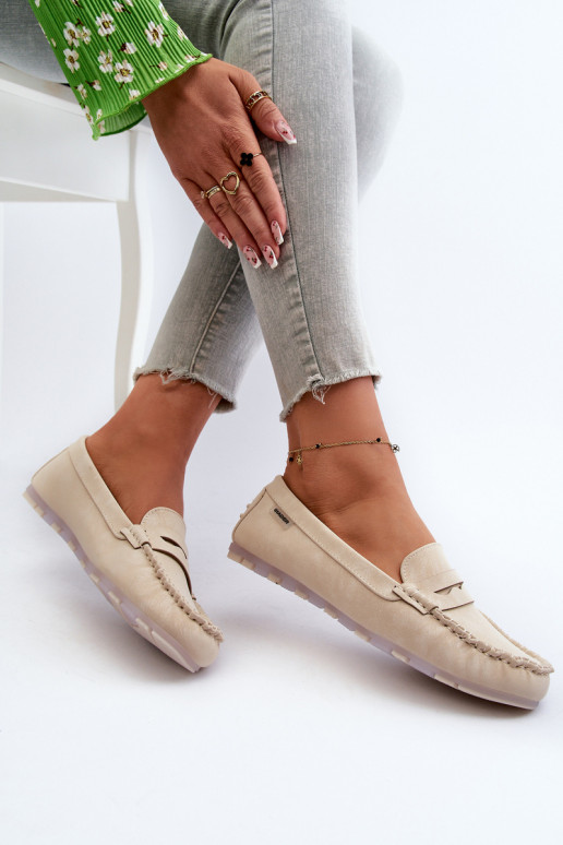 mocassins pour femmes en éco-cuir de couleur ivoire Celoria