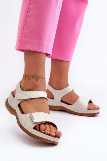 Sandales confortables pour femme avec attaches adhésives de couleur argent Iphiope
