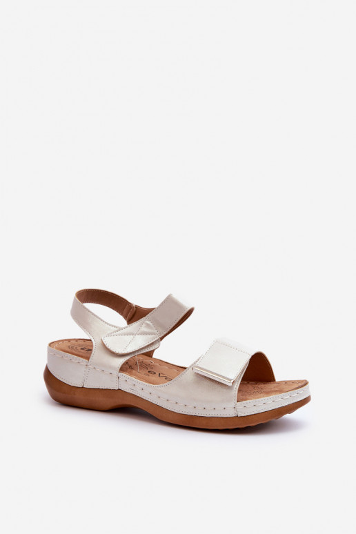 Sandales confortables pour femme avec attaches adhésives de couleur argent Iphiope