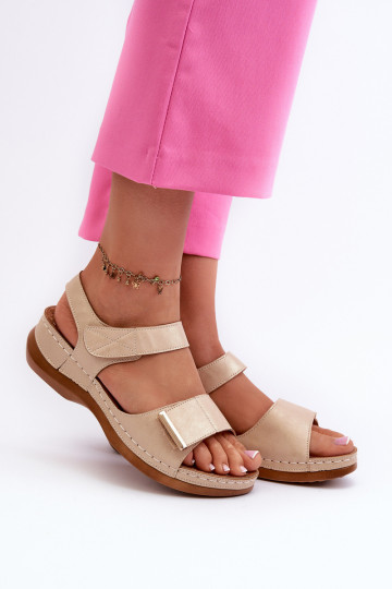Sandales confortables pour femme à attaches adhésives beige Iphiope