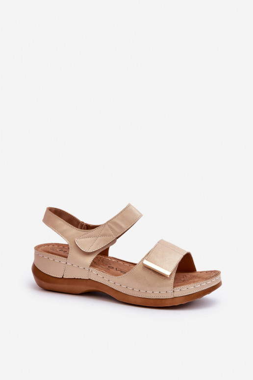 Sandales confortables pour femme à attaches adhésives beige Iphiope