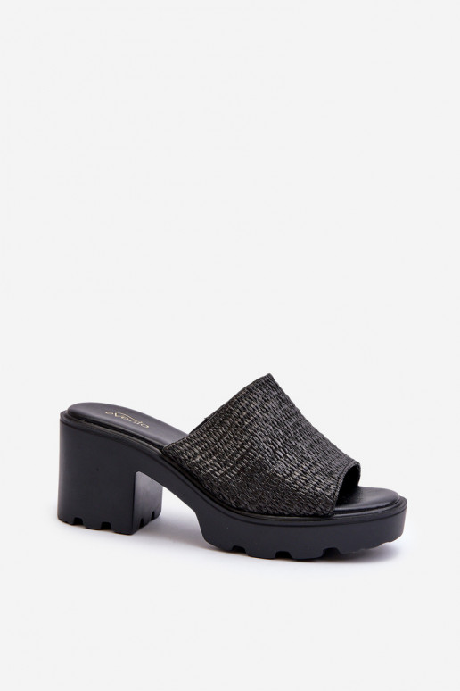 Chaussons femme à talons hauts tressés Titantha noirs