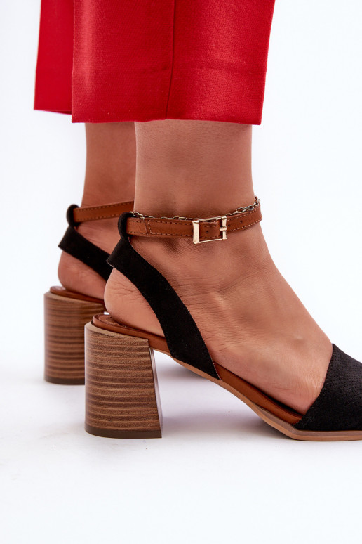 Sandales à talons hauts pour femmes en Eco Suède Noir Ronvia