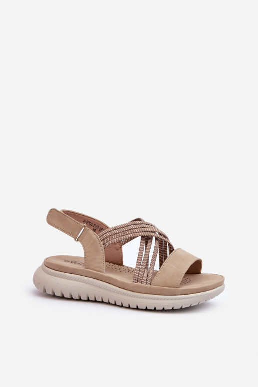 Sandales confortables à fermetures adhésives de couleur beige Ceclea