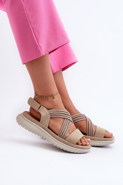Sandales confortables à fermetures adhésives de couleur beige Ceclea Sandales confortables à fermetures adhésives de couleur beige Ceclea