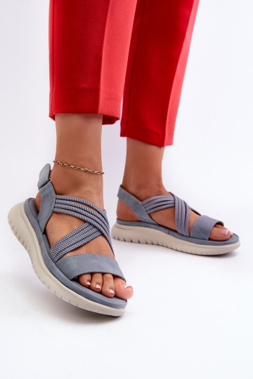 Sandales confortables à fermetures adhésives de couleur bleue Ceclea