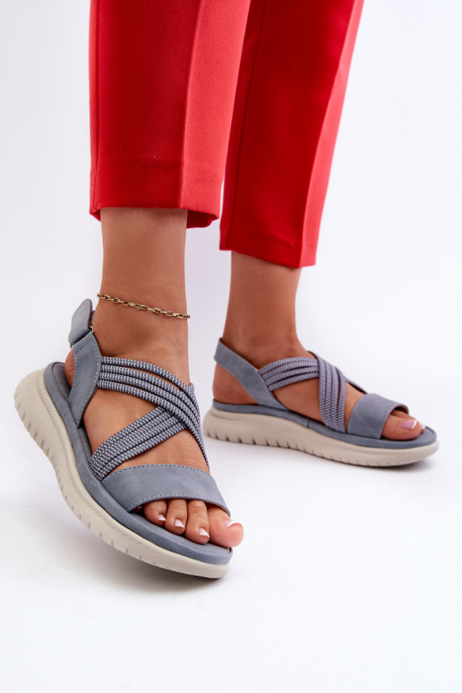 Sandales confortables à fermetures adhésives de couleur bleue Ceclea