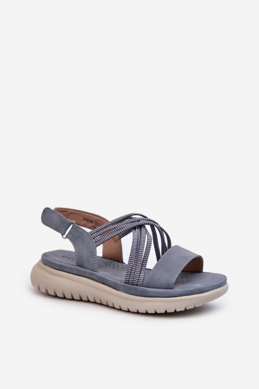 Sandales confortables à fermetures adhésives de couleur bleue Ceclea