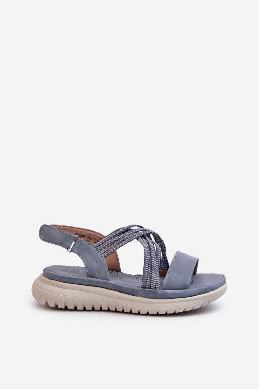 Sandales confortables à fermetures adhésives de couleur bleue Ceclea