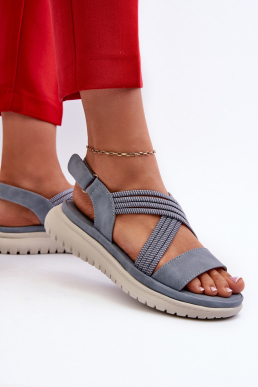 Sandales confortables à fermetures adhésives de couleur bleue Ceclea