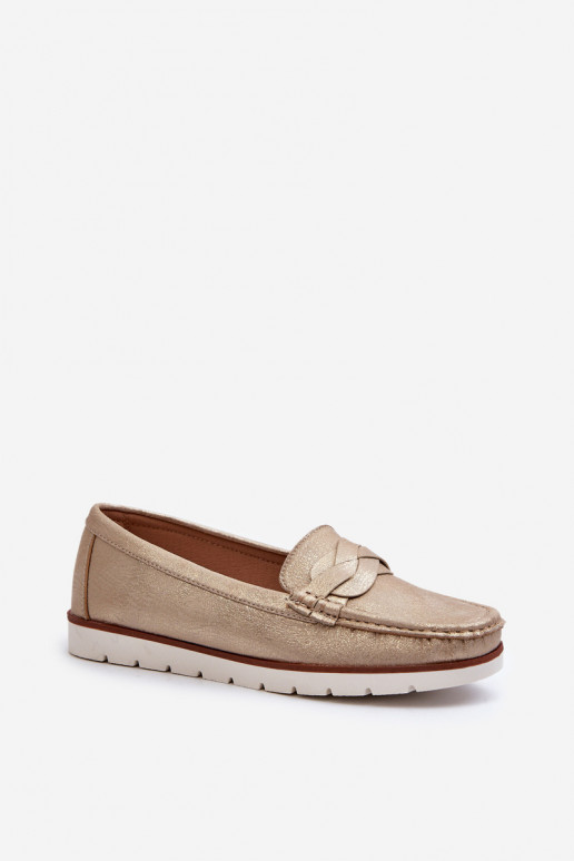 mocassins pour femmes en éco-cuir de couleur dorée Nestalia