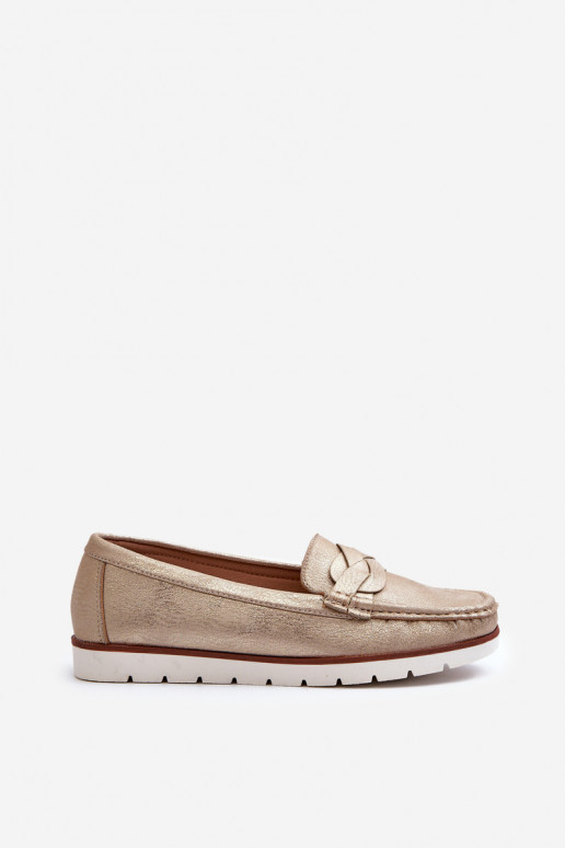 mocassins pour femmes en éco-cuir de couleur dorée Nestalia