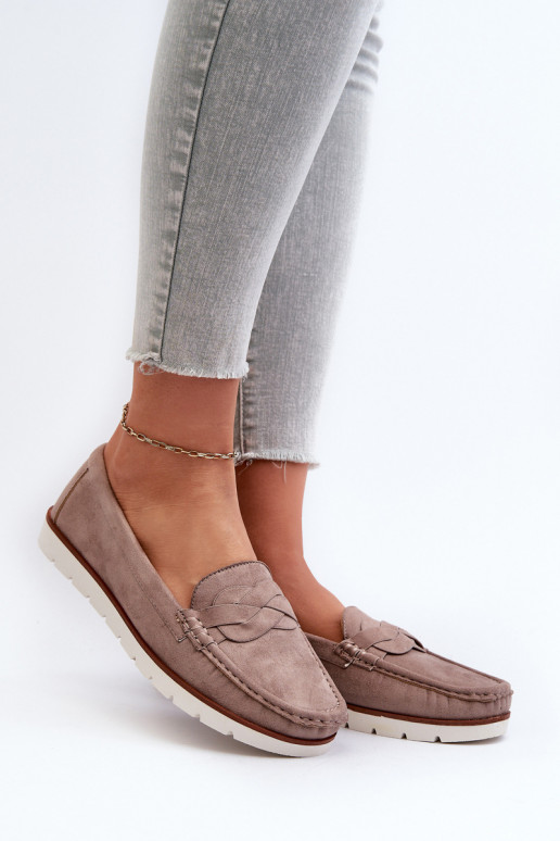 Mocassins femme suède bio, beige foncé Nestalia