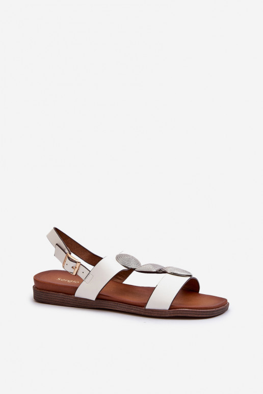Sandales plates pour femme avec de beaux détails Sergio Leone SK072H couleur blanc