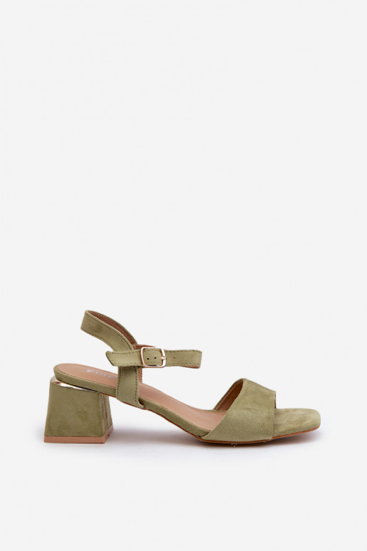 Sandales femme sur bloc suède bio, vert leisha