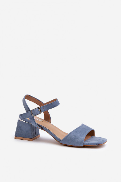 Sandales femme en daim bio, couleur bleu leisha