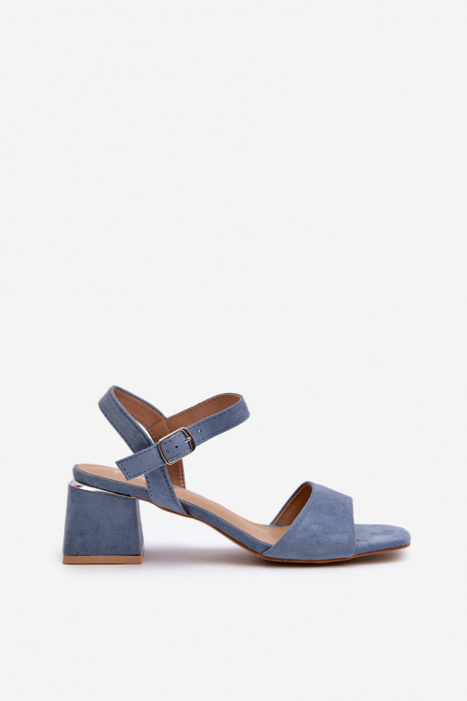 Sandales femme en daim bio, couleur bleu leisha