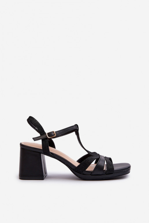 Sandales à talons hauts pour femmes en éco-cuir de couleur noire Lyana Sandales à talons hauts pour femmes en éco-cuir de couleur noire Lyana